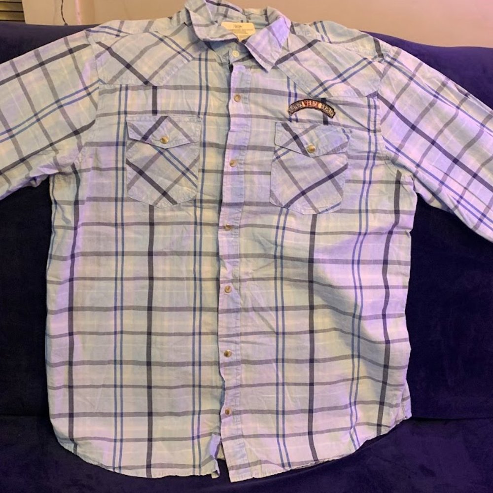 Route 66 - Blue Striped Long Sleeve Button Down Shirt XL Size
